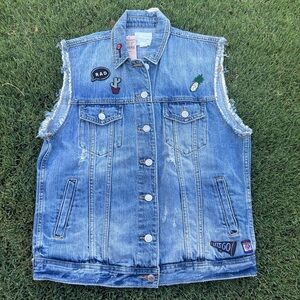 NWT Patched Denim Vest